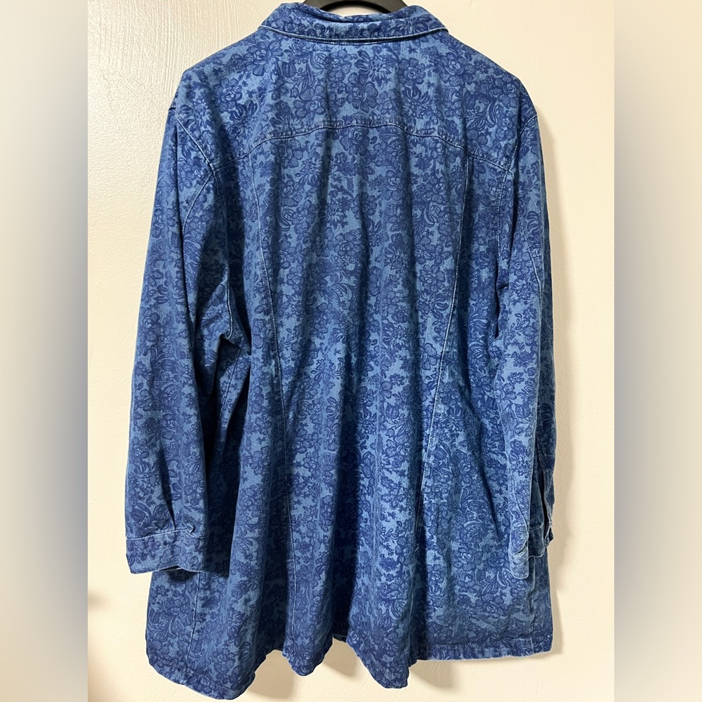 Vintage Jessica London Plus Size Denim Jacket 34W Floral Print Shacket Oversized - Picture 10 of 10